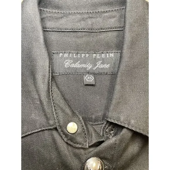 Philipp‎ Plein Calamity Jain Limited Ed. Black Studded Skull Jumpsuit RARE XS